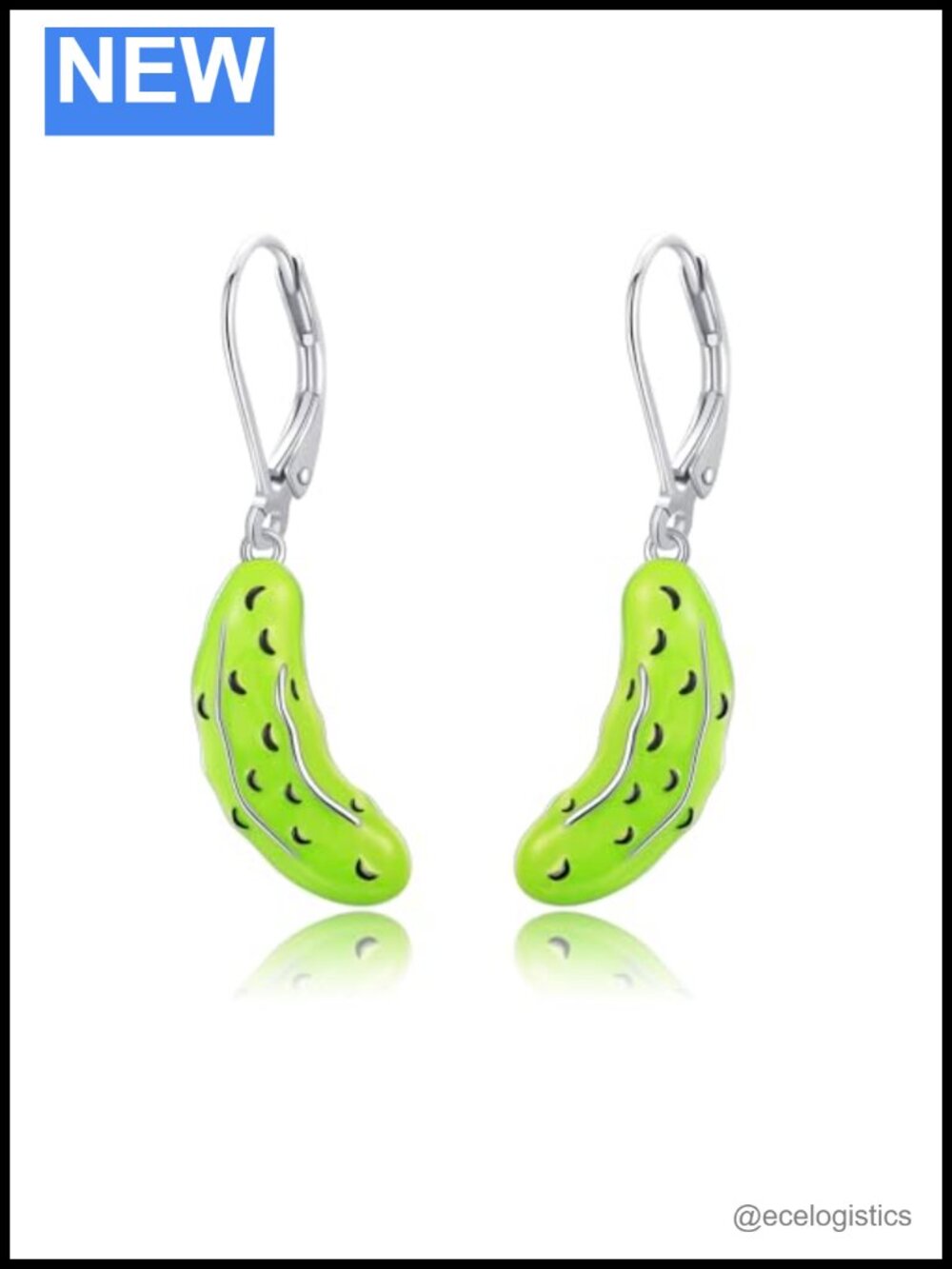 Pickle Earrings Sterling Silver Cucumber Jewelry Gift for Women